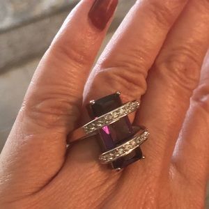 Amethyst and Diamond Statement Ring